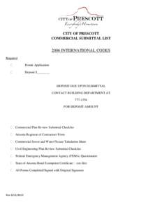 CITY OF PRESCOTT COMMERCIAL SUBMITTAL LIST 2006 INTERNATIONAL CODES Required Permit Application
