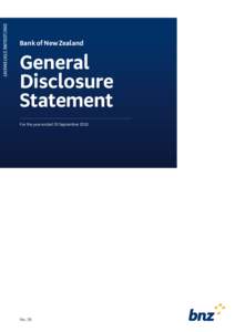 DISCLOSURE STATEMENT  Bank of New Zealand General Disclosure