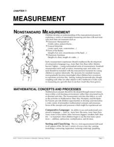 Mathematics Their Way Summary Newsletter  CHAPTER 7: MEASUREMENT Nonstandard Measurement