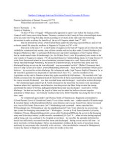 Southern Campaign American Revolution Pension Statements & Rosters Pension Application of Samuel Downey S12778 Transcribed and annotated by C. Leon Harris. VA