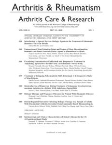 Arthritis & Rheumatism Arthritis Care & Research An Official Journal of the American College of Rheumatology www.arthritiscareres.org and www.interscience.wiley.com VOLUME 61