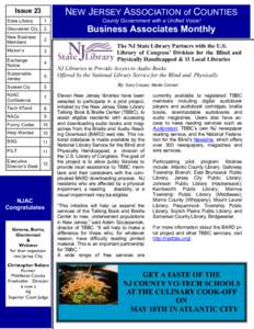 NEW JERSEY ASSOCIATION of COUNTIES  Issue 23 State Library  1