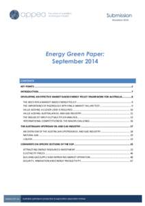 Submission November 2014 Energy Green Paper: September 2014