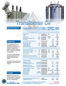 Chemistry / Transformer oil / Transformers / Electrical breakdown / Acid value / Breakdown voltage / ASTM International / Electromagnetism / Oils / Electrical engineering