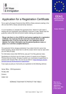 Application for a Registration Certificate  EEA1 REGISTRATION CERTIFICATE