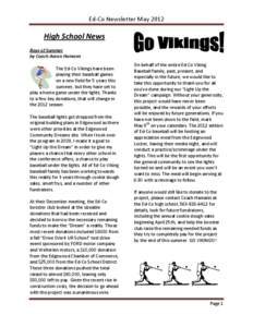 Ed-Co Newsletter May[removed]High School News Boys of Summer by Coach Aaron Hamann The Ed-Co Vikings have been