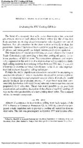 Evaluating the FTC Cooling-Off Rule WILLIAM L SHANKLIN; HERBERT G KING The Journal of Consumer Affairs (pre-1986); Winter 1977; 11, 2; ABI/INFORM Global pg[removed]Reproduced with permission of the copyright owner. Further