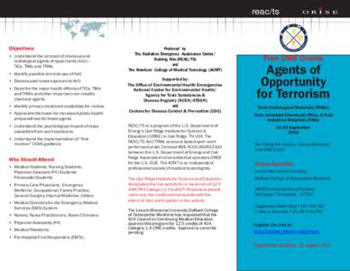 REAC/TS: Agents of Opportunity for Terrorism CME Course Brochure