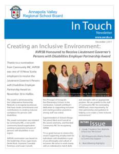 Annapolis Valley Regional School Board In Touch Newsletter