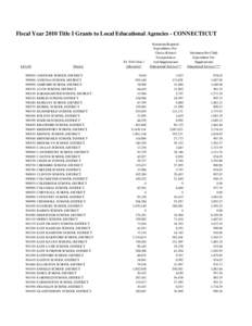 Fiscal Year 2010 Title I Grants to Local Educational Agencies - CONNECTICUT  LEA ID[removed]900090