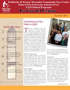 DecemberA Summary of Our Work in 2005 Inside this issue: