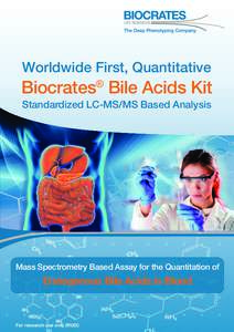 Worldwide First, Quantitative  Biocrates Bile Acids Kit ®  Standardized LC-MS/MS Based Analysis