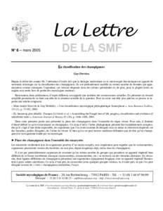 La Lettre N° 6 – mars 2005 DE LA SMF La classification des champignons Guy Durrieu