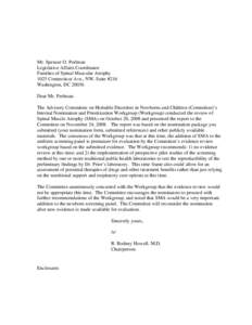 Mr. Spencer O. Perlman Legislative Affairs Coordinator Families of Spinal Muscular Atrophy 1025 Connecticut Ave., NW, Suite #216 Washington, DC[removed]Dear Mr. Perlman: