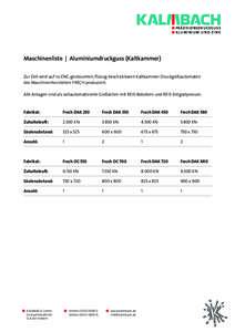 PRÄZISIONSDRUCKGUSS ALUMINIUM UND ZINK Maschinenliste | Aluminiumdruckguss (Kaltkammer) Zur Zeit wird auf 10 CNC-gesteuerten, flüssig beschickbaren Kaltkammer-Druckgießautomaten des Maschinenherstellers FRECH produzie