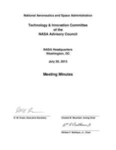 National Aeronautics and Space Administration  Technology & Innovation Committee of the NASA Advisory Council