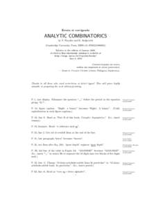 Errata et corrigenda  ANALYTIC COMBINATORICS by P. Flajolet and R. Sedgewick (Cambridge University Press, ISBN-13: Relative to the edition of January 2009,