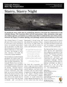 Colorado Plateau Dark Sky Cooperative An informational briefing provided by the National Park Service U.S. Department of the Interior
