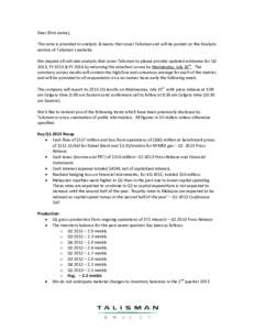 Microsoft Word[removed]TLM - 2Q 2013 Analyst Note