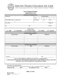 Non-Traditional Student Registration Form STUDENT INFORMATION Student Name  Student ID Number