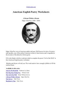 A Dream Within a Dream / American literature / Edgar Allan Poe / Poetry / Dream / Literature / Poetry by Edgar Allan Poe / Arts