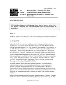 Report - Renfrew Ravine & Community Park Master Plan: 2013 Sep 23