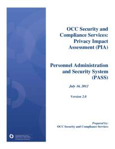 OCC Security and Compliance Services: Privacy Impact Assessment (PIA)  Personnel Administration