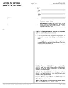 NOTICE OF ACTION 48-MONTH TIME LIMIT STATE OF CALIFORNIA HEALTH AND HUMAN SERVICES AGENCY CALIFORNIA DEPARTMENT OF SOCIAL SERVICES