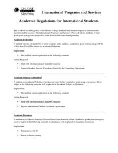 International Student Academic Regulations - International Programs and Services - Ohlone College