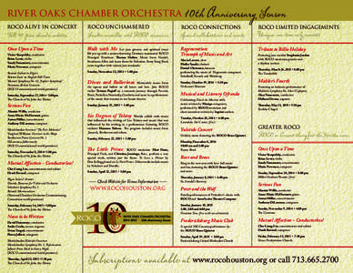 River Oaks Chamber Orchestra  10th Anniversary Season ROCO Alive in Concert