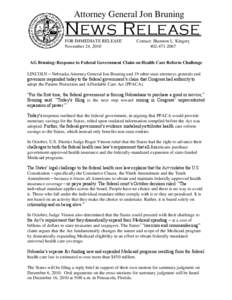 Attorney General Jon Bruning  News Release FOR IMMEDIATE RELEASE November 24, 2010