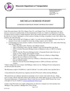 Oversize Overweight - Michigan border permit