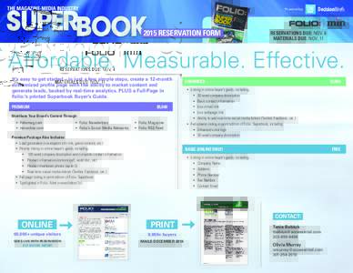 SUPERBOOK THE MAGAZINE-MEDIA INDUSTRY Powered by:  2015 RESERVATION FORM
