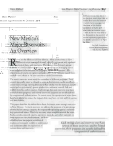 Water Matters!  New Mexico’s Major Reservoirs: An Overview | 20-1 “Suffice it to say that there is
