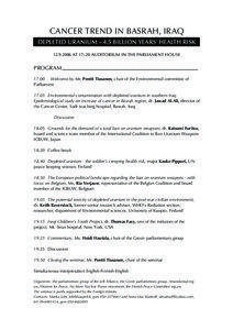 CANCER TREND IN BASRAH, IRAQ DEPLETED URANIUM – 4.5 BILLION YEARS’ HEALTH RISK[removed]AT 17–20 AUDITORIUM IN THE PARLIAMENT HOUSE