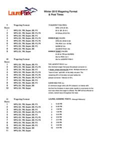 Winter 2015 Wagering Format & Post Times 9 Races 1