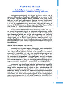 Bank regulation / Banking / Financial ratios / Systemic risk / Basel III / Financial risk / Basel II / Net stable funding ratio / Basel I / Finance / Financial economics / Economics