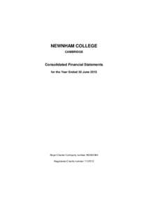 NEWNHAM COLLEGE CAMBRIDGE Consolidated Financial Statements for the Year Ended 30 June 2015