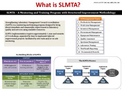 What is SLMTA?  What is SLMTA? Katy Yao, 2015, CDC, USA SLMTA – A Mentoring and Training Program with Structured Improvement Methodology 10 Management Topics
