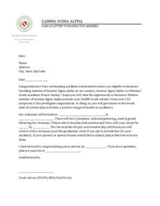 GAMMA	
  SIGMA	
  ALPHA	
  	
   SAMPLE	
  LETTER	
  TO	
  PROSPECTIVE	
  MEMBERS	
   	
      	
  