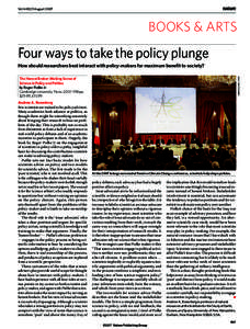 Vol 448|23 AugustBOOKS & ARTS Four ways to take the policy plunge J. BRINON/REUTERS