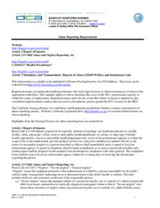 BUSINESS, CONSUMER SERVICES, AND HOUSING AGENCY • GOVERNOR EDMUND G. BROWN JR.  BOARD OF REGISTERED NURSING PO Box[removed], Sacramento, CA[removed]P[removed]F[removed] | www.rn.ca.gov Louise R. Bailey, M