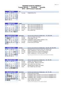 SEASIDE SCHOOL DISTRICT  Adopted[removed]Cannon Beach - Gearhart - Seaside[removed]School Calendar