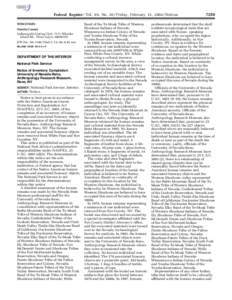 Federal Register / Vol. 69, No[removed]Friday, February 13, [removed]Notices WISCONSIN Oneida County Indianapolis Outing Club, 7371 Wheeler Island Rd., Three Lakes, [removed]FR Doc. 04–3140 Filed 2–12–04; 8:45 am]