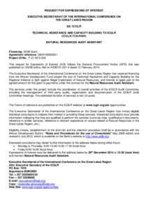 REQUEST FOR EXPRESSIONS OF INTEREST EXECUTIVE SECRETARIAT OF THE INTERNATIONAL CONFERENCE ON THE GREAT LAKES REGION SE/ ICGLR TECHNICAL ASSISTANCE AND CAPACITY BUILDING TO ICGLR (ICGLR-TCB-RINR)