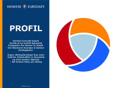 PROFIL Howeni Eurosafe logoet består af en tredelt dynamisk bevægelse der danner et skjold. Det illustrerer hvordan vi tænker forebyggelse.