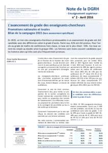 Note de la DGRH  MINISTÈRE DE L’ÉDUCATION NATIONALE, DE L’ENSEIGNEMENT SUPÉRIEUR ET DE LA RECHERCHE SECRÉTARIAT GÉNÉRAL DIRECTION GÉNÉRALE DES RESSOURCES HUMAINES