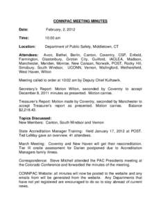 CONNPAC MEETING MINUTES Date: February, 2, 2012  Time: