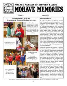 Volume 6  August 2014 WARRIORS TO HEROES Recognizing & Honoring Hualapai Veterans