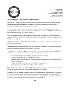 PRESS RELEASE July 30, 2012 For Immediate Release Contact: Erika Pribanic-Smith Phone: [removed]Email: [removed]